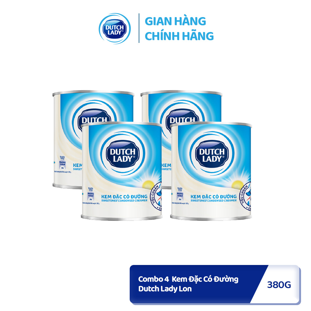 Combo 4 Lon Kem Đặc Có Đường Dutch Lady Lon 380g/lon