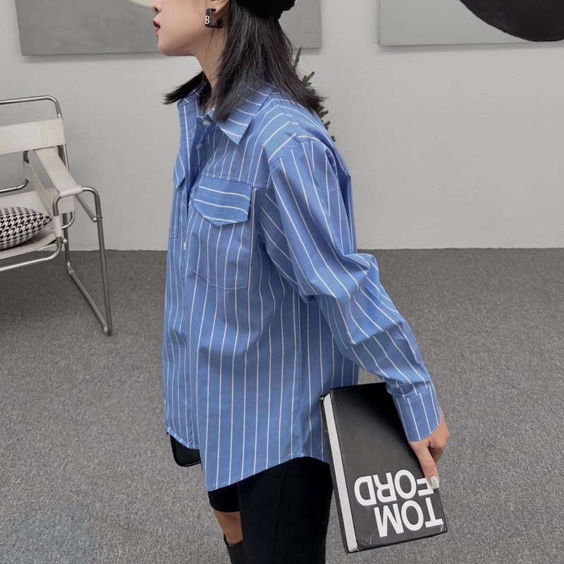 Áo sơ mi Nữ SATHY sọc cá tính ( STRIPEDV2 SHIRT)