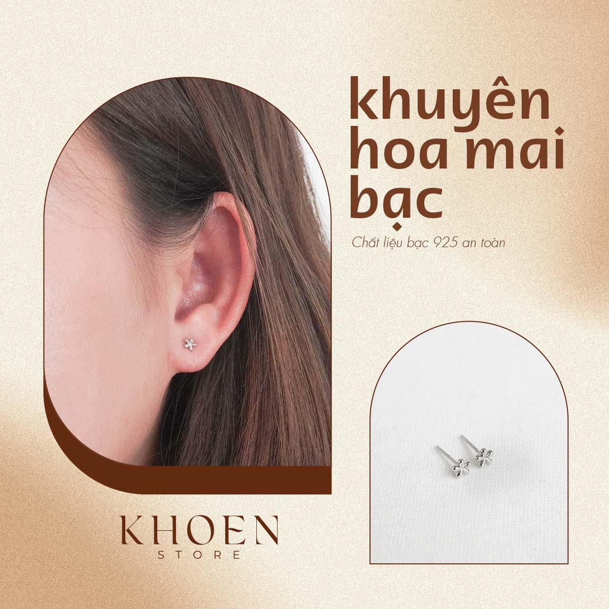 Khuyên hoa mai nhỏ - bạc 925 - khoen store