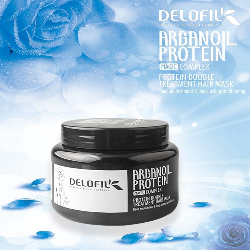 Hấp dầu phục hồi tóc Delofil Argan Oil Protein Magic Complex 500ml (hũ)