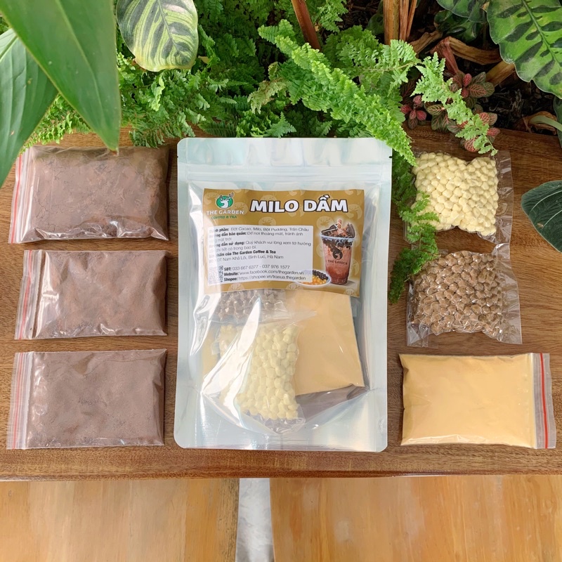 Set Milo Dầm Trân Châu Pudding Trứng Pudding Socola THE GARDEN 6-8 Ly