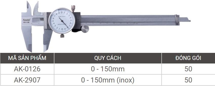 6" Thước cặp đồng hồ inox Asaki AK-2907