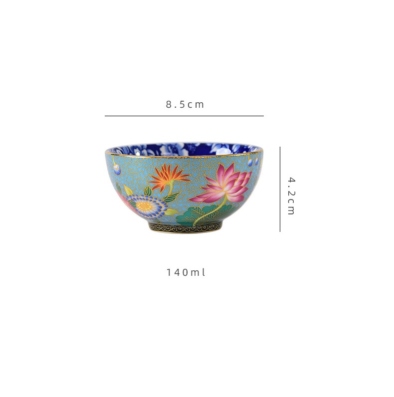 Chén Sứ Cảnh Đức Vẽ Tay 02 mặt chén (Chén Chủ 145 ml)