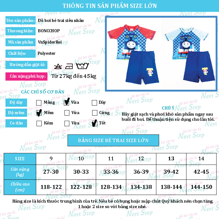 [HCM]Đồ bơi cho bé trai Thomas size từ 10kg đến 45kg