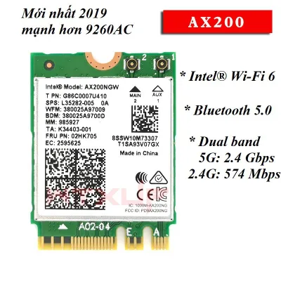 Card WIFI Intel AC8260 AC9260 AX200 AX210 802.11ax Kép Bluetooth 5.0 - Hỗ trợ các main có khe m2 wifi, PCIe