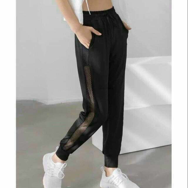 [HCM]Quần jogger nữ lưới sườn vải thun lạnh
