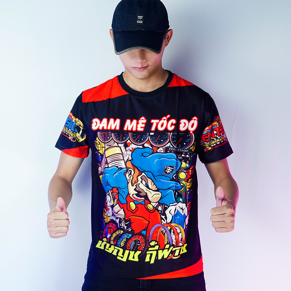 [ÁO TEM XE] Áo Thun Đam Mê Tốc Độ T-Shirt Racing Team - Bảo Hành Bung Tróc Vĩnh Viễn