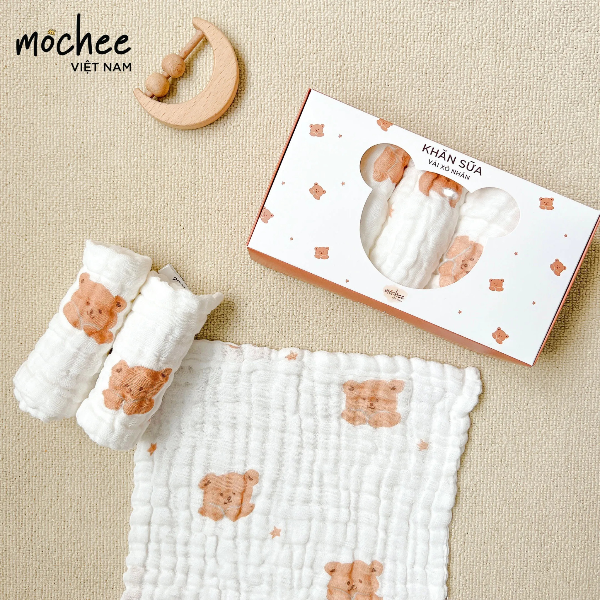Set 5 khăn sữa vải xô nhăn Mochee