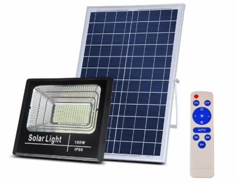 Đèn pha led Năng Lượng Mặt Trời công suất 100w kèm tấm pin rời có remote có cảm biến tự động dây nối 5m loại tốt sáng 12-20h