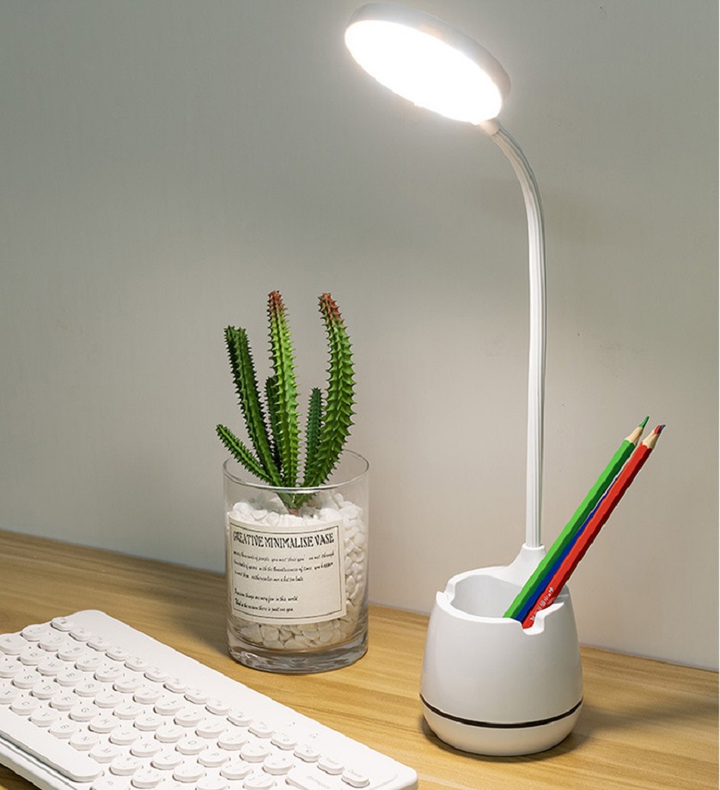 Đèn Led Để Bàn Học Có Kệ Đựng Bút Và Giá Đỡ Điện Thoại