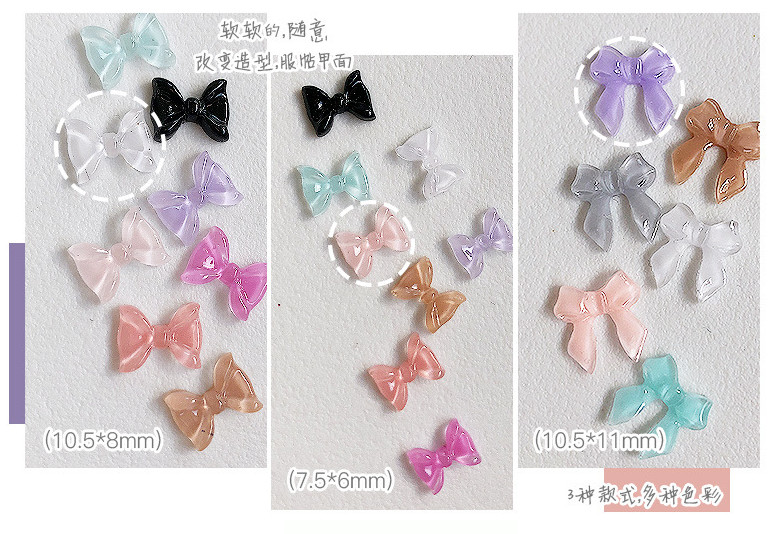 Set 10 Nơ Thạch đủ màu Pha Lê Trang Trí Móng  - ST209
