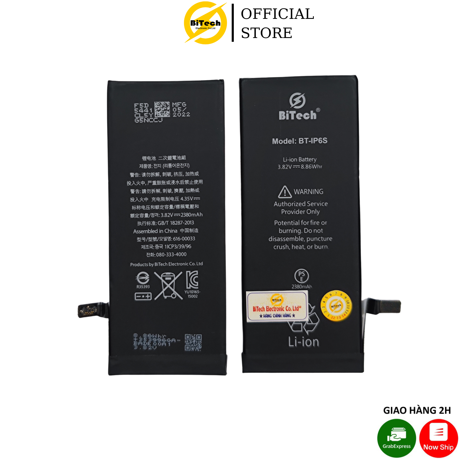 Pin điện thoại dung lượng cao BITECH BT-6S ( dung lượng 2380 mAh )(Tặng bộ vít mở + Seal dán pin)