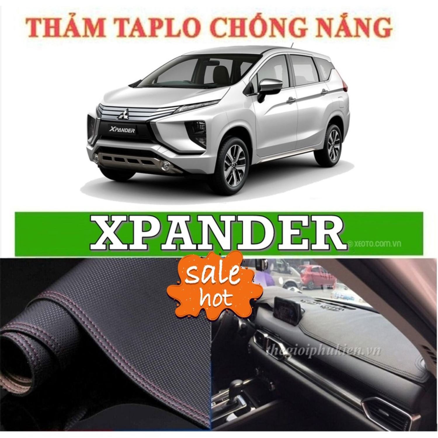 Thảm taplo da PU Vân Cacbon cho Xpander đời 2017-2022 cao cấp
