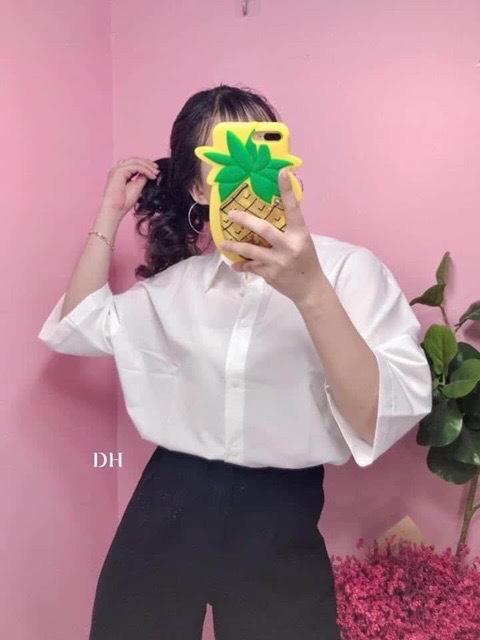 Sơ mi nữ form rộng, sơ mi nữ kiểu cá tính [ SM TRẮNG ]