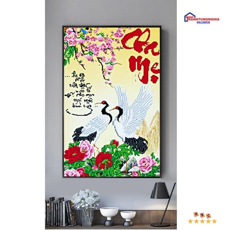 Tranh đính đá cha mẹ 73cm x 50cm
