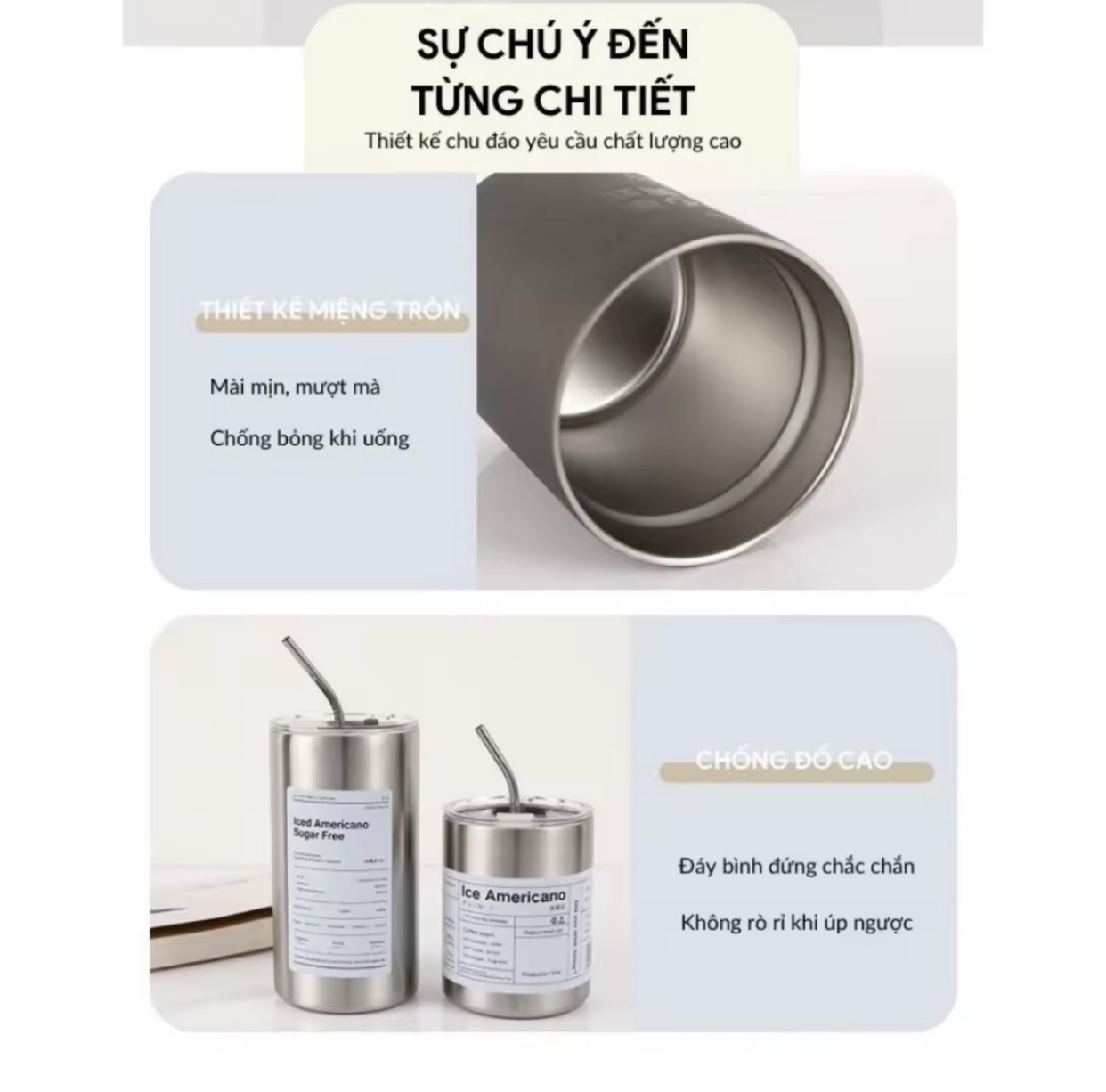 Bình giữ nhiệt, Cốc Uống Nước Giữ Nhiệt 600ML Mini Ly Giữ Nhiệt Inox 304 Có Ống Hút Ly Uống Coffee Bình Nước Giữ Nhiệt Iced Americano. Hiệu Suất 6-8 Tiếng tramanhshop