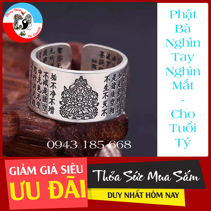 Nhẫn Phật Bản Mệnh - Khắc Kinh Chú Bát Nhã Tâm Kinh - Giúp Cuộc Sống Bình An - Mang Lại Tài Lộc - Nhẫn Phong Thủy – Tấn Tài Tấn Lộc