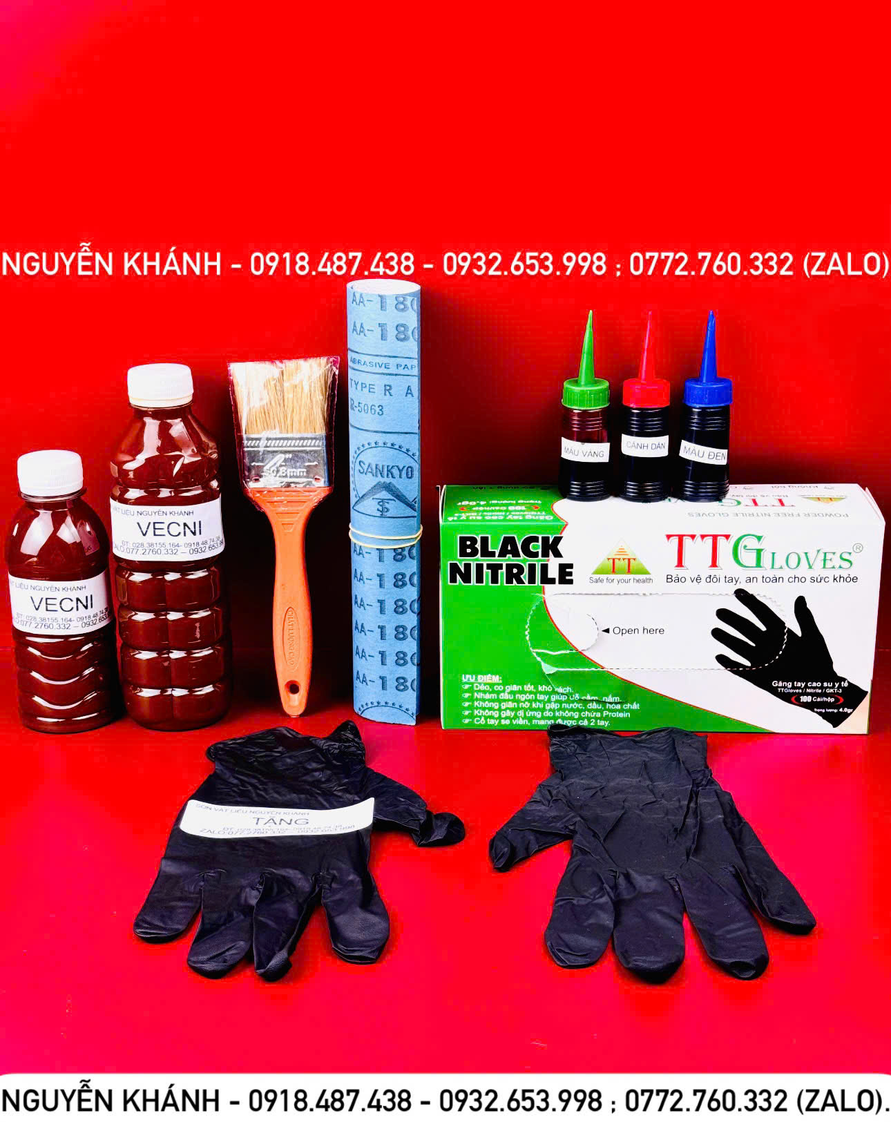 Combo vecni đánh bóng gỗ và màu ( cánh gián , vàng ,đen,đỏ,cam,xanh dương, xanh lá)