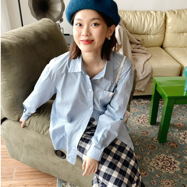 Kuchimachic - áo sơ mi chất liệu poplin form rộng mã kusm23007