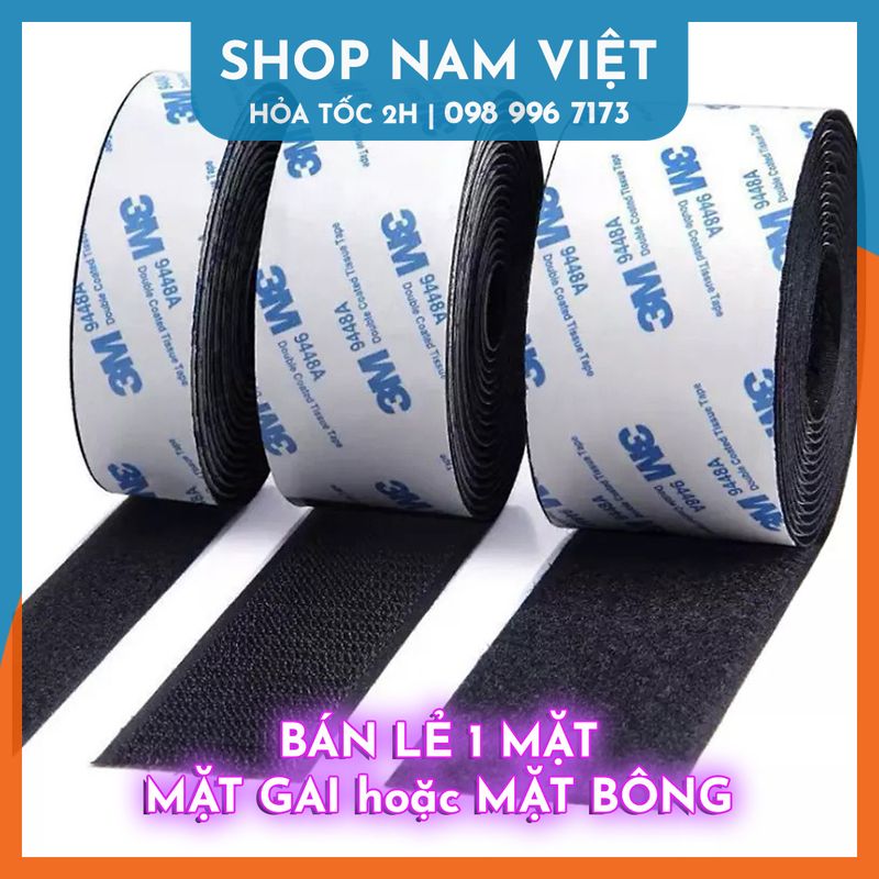 (Bán Lẻ 1 Mặt Gai Hoặc Bông) 1 Mét Velcro Kèm Keo 2 Mặt