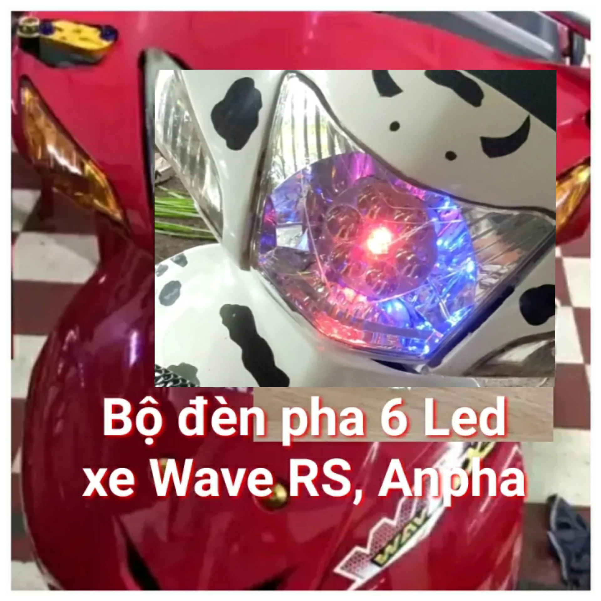 Bộ đèn pha Led Xe Wave S thái, Cá, RS, Anpha mới