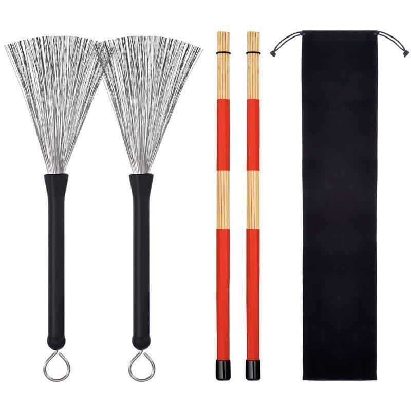 Hot Rod Sticks Drums Brushes Brush Sticks Brushes Sticks Sticks Retractable Brush Sticks Sticks Brush Sets For Jazz Music Total 2 Pairs Portable Organizer