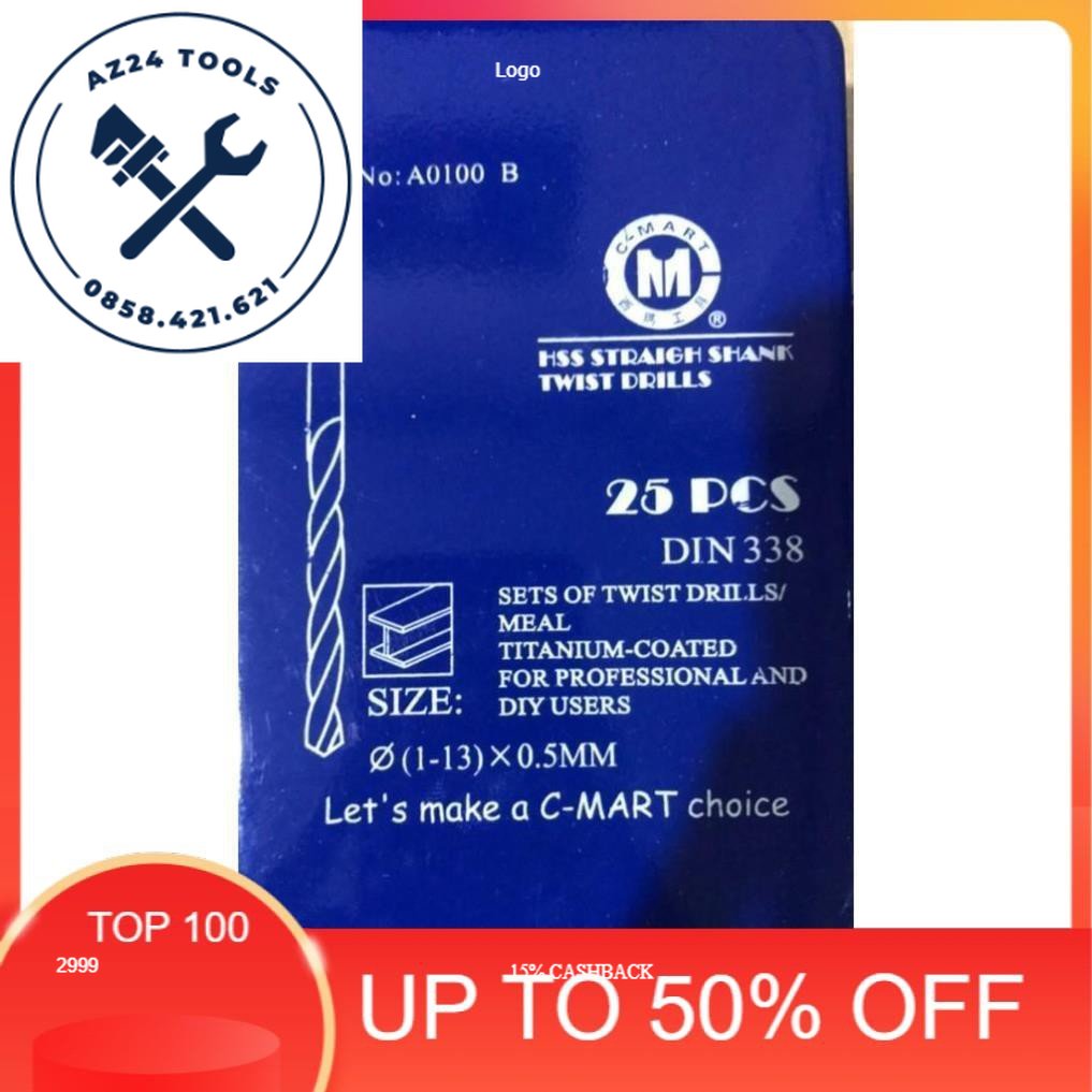 Hộp mũi khoan sắt 25 mũi A0100B C-MART chất lượng cao