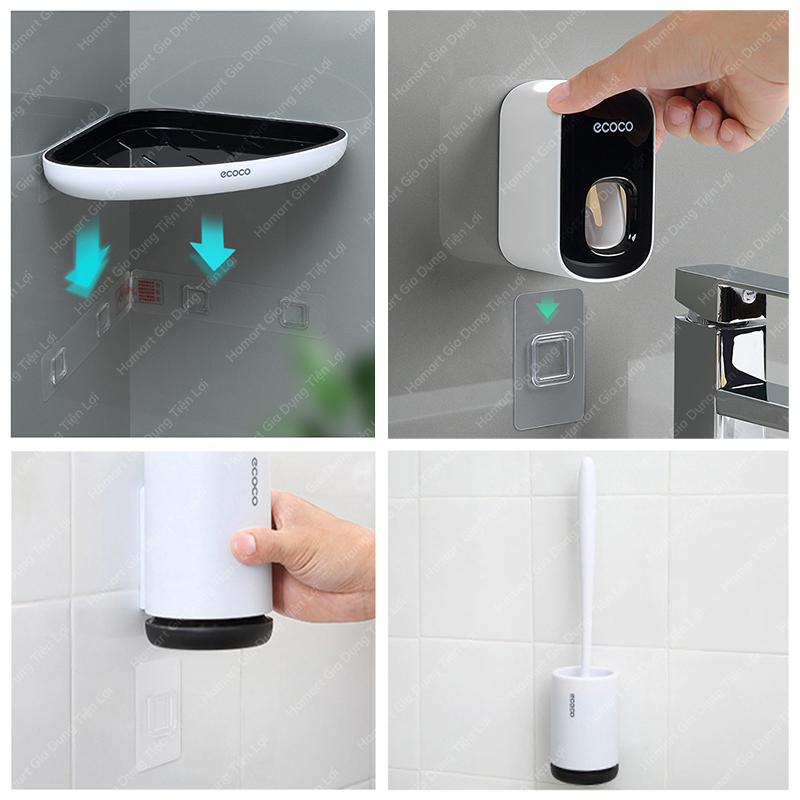 Miếng Dán Thay Thế Kệ Kem Đánh Răng Bàn Chải Hộp Đựng Giấy Treo Tường Nhà Tắm Ecoco Oenon
