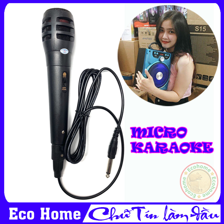 Micro có dây jack 6.5 ly dành cho loa karaoke bluetooth cỡ nhỏ BT06-MN03-KTS996-KTS994-P88-P87-P89... Mic hát karaoke có dây loại nhỏ - Bảo hành 1 đổi 1 tại Eco Home
