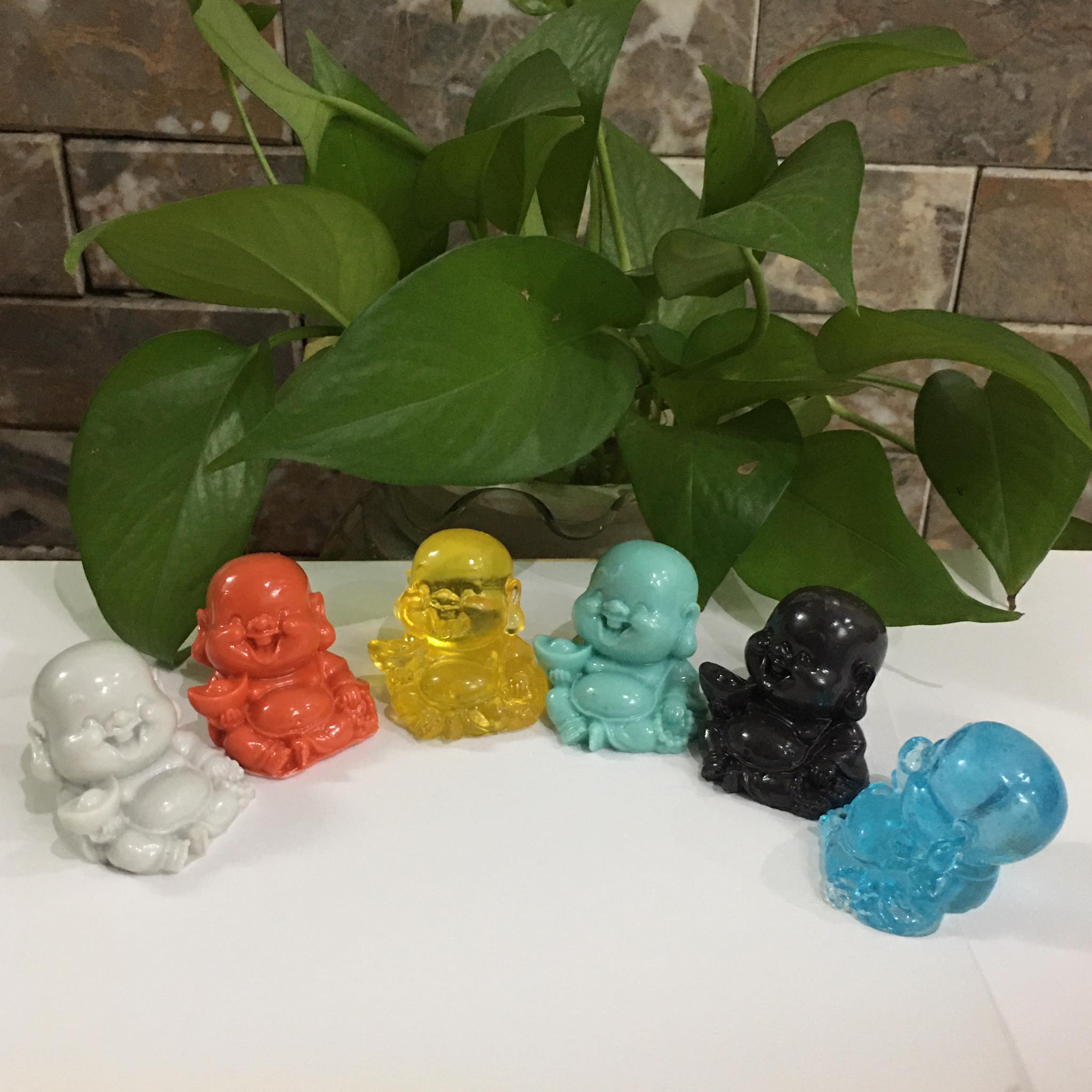 Bộ 6 tượng phật di lặc mini mang thỏi vàng may mắn