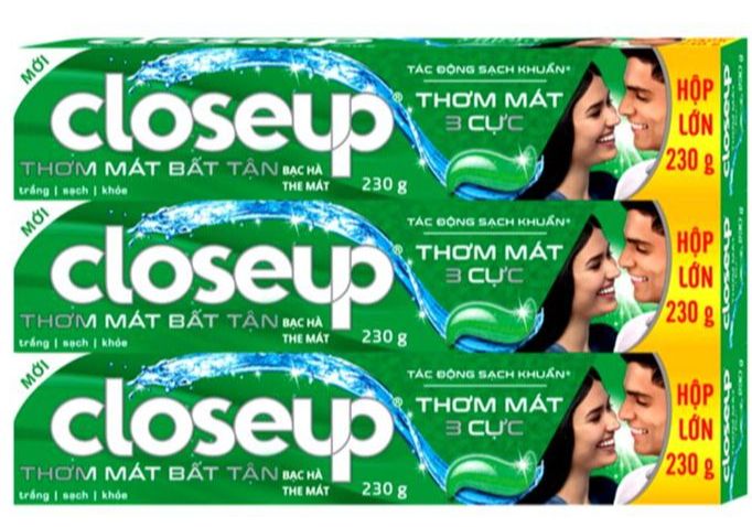 [Tặng kèm bàn chải đánh răng] Combo 3 kem đánh răng Closeup Bạc Hà 230gx3