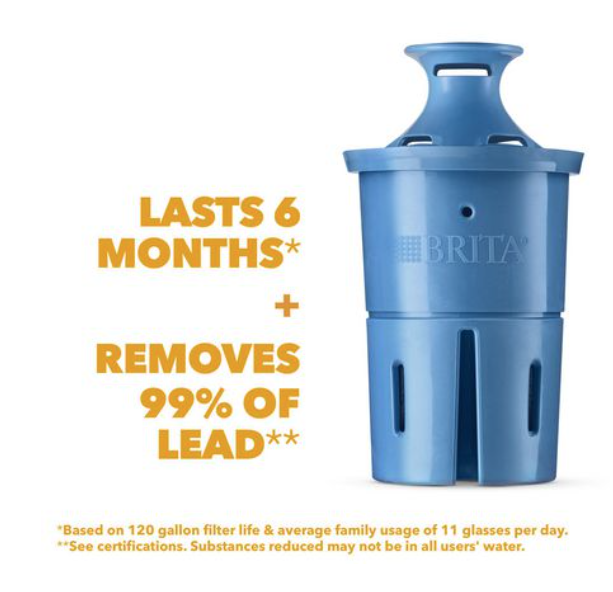 Brita LONG LAST Replacement Filter for Pitcher Water Filtration System (Pack of 1) [lõi lọc nước thay thế, Brita chính hãng từ Mỹ]