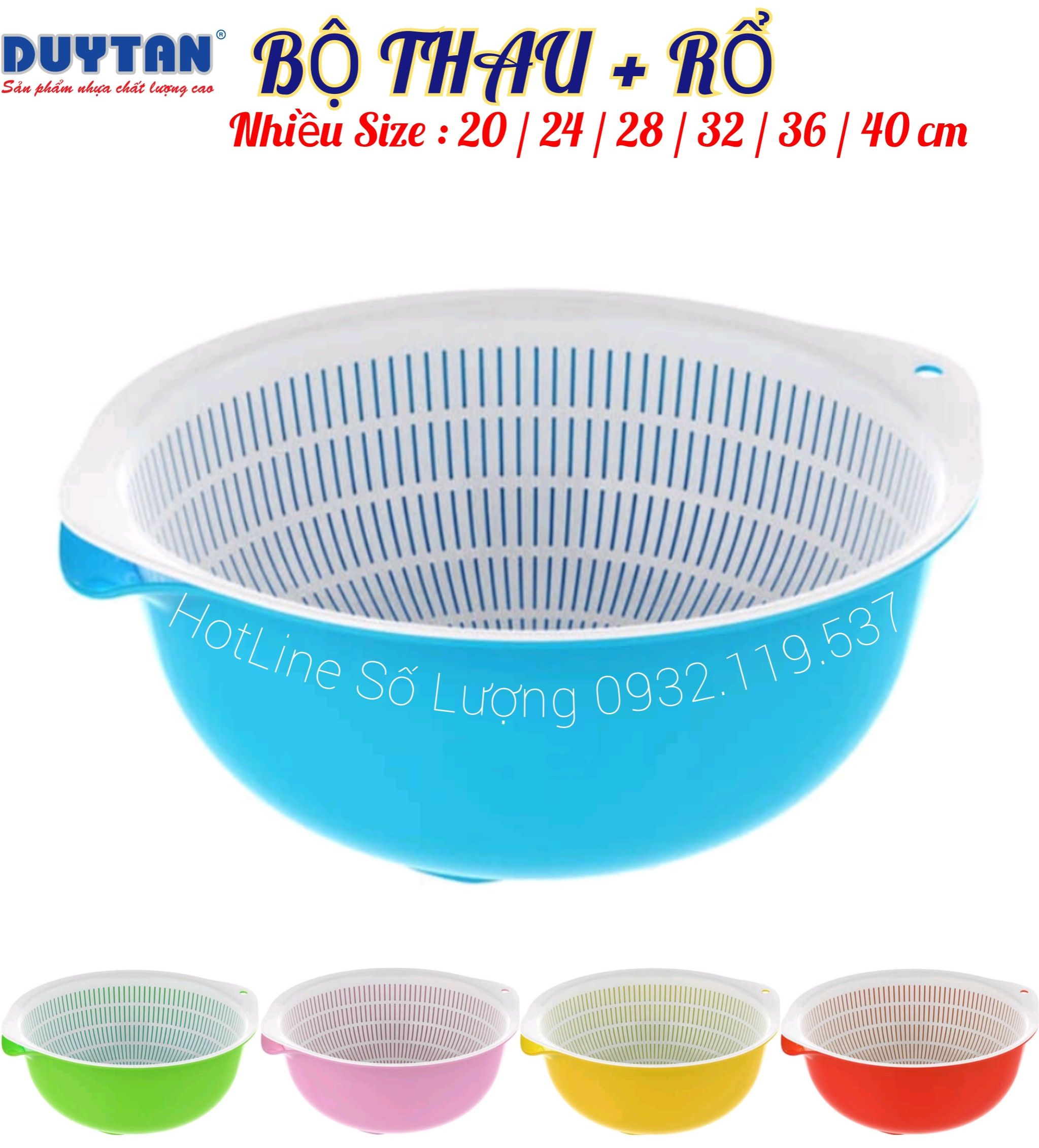 Bộ thau rổ nhựa duy tân nhiều kích cỡ