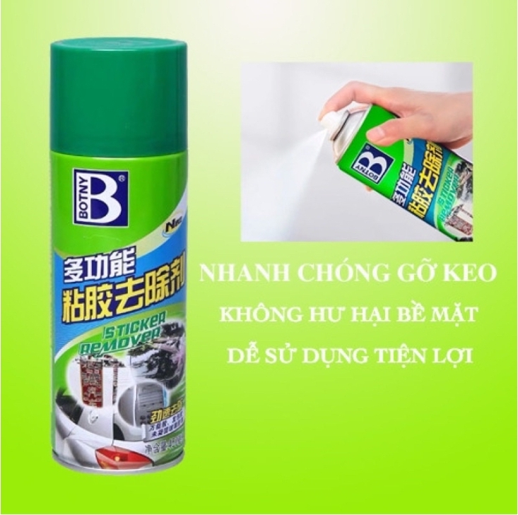 Chai xịt tẩy băng keo, băng dính BOTNY trên mọi bề mặt, tiện lợi, nhanh chóng, sạch sẽ