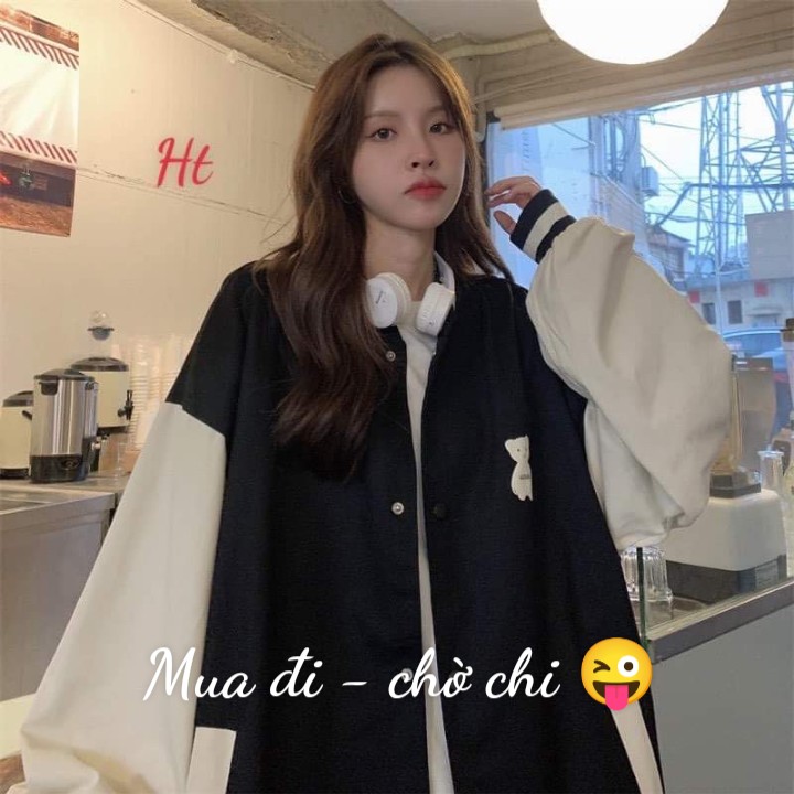 ÁO BOMBER NỈ,LOGO GẤU NHẸ NHÀNG CỰC KUTE