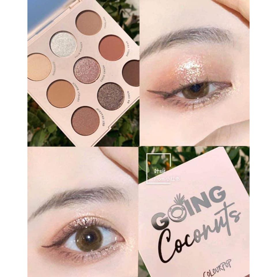 [Bill Mỹ] Bảng Phấn Mắt Colourpop Going Coconuts 9 ô Màu Chống Thấm Nước Lâu Trôi