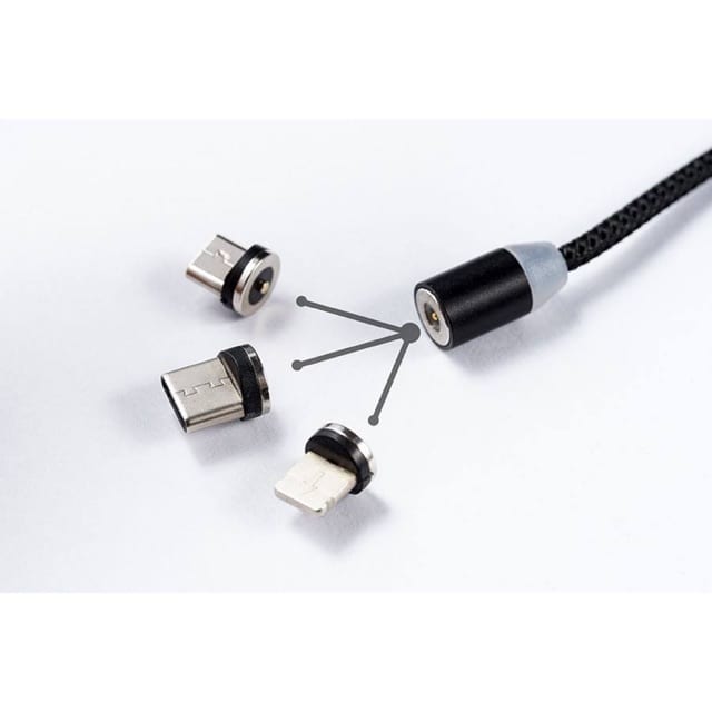 Cáp sạc nam châm tự hút 3 đầu nối Lightning, Type C, Micro USB