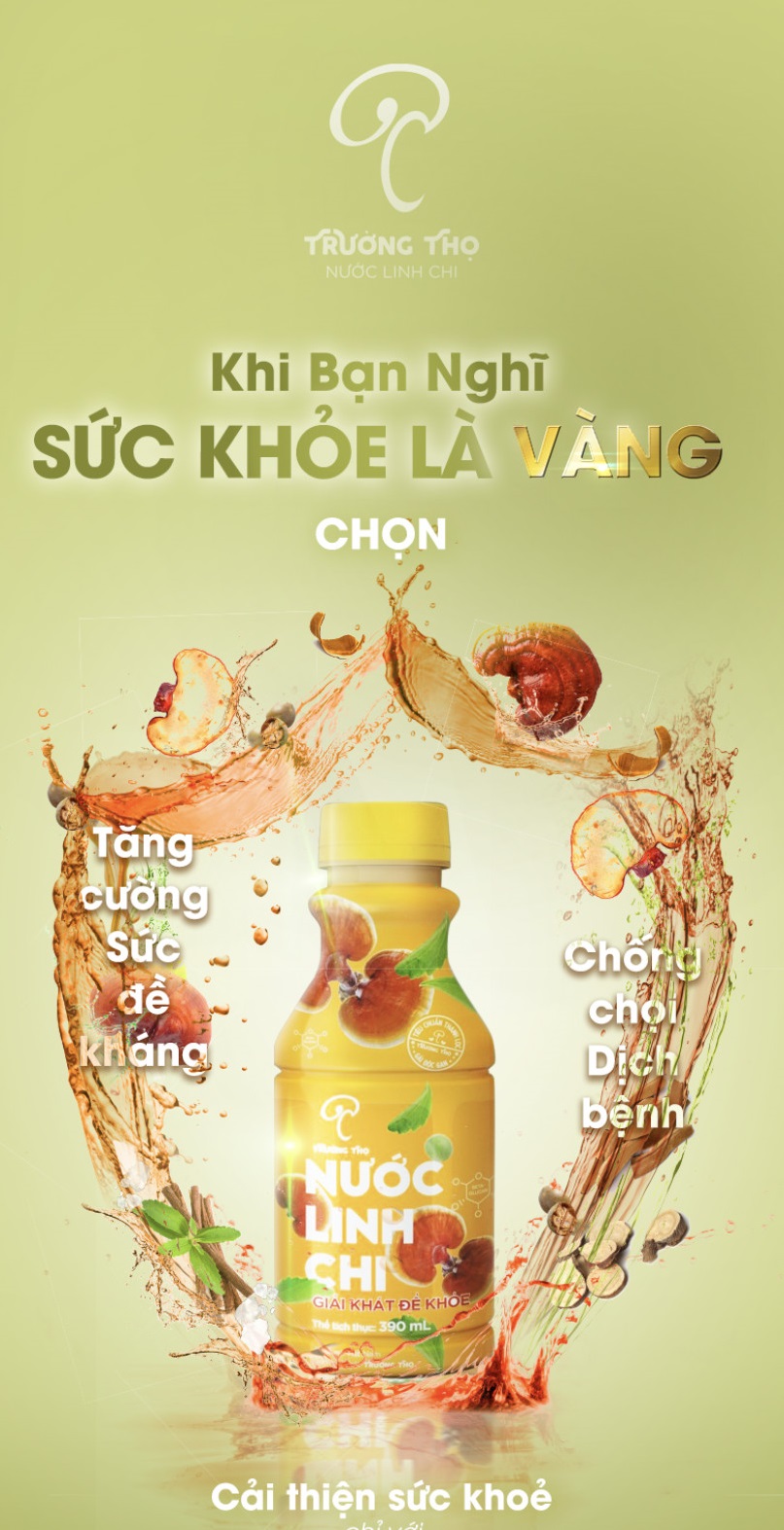 Nước Linh Chi Trường Thọ - Chai 390ml