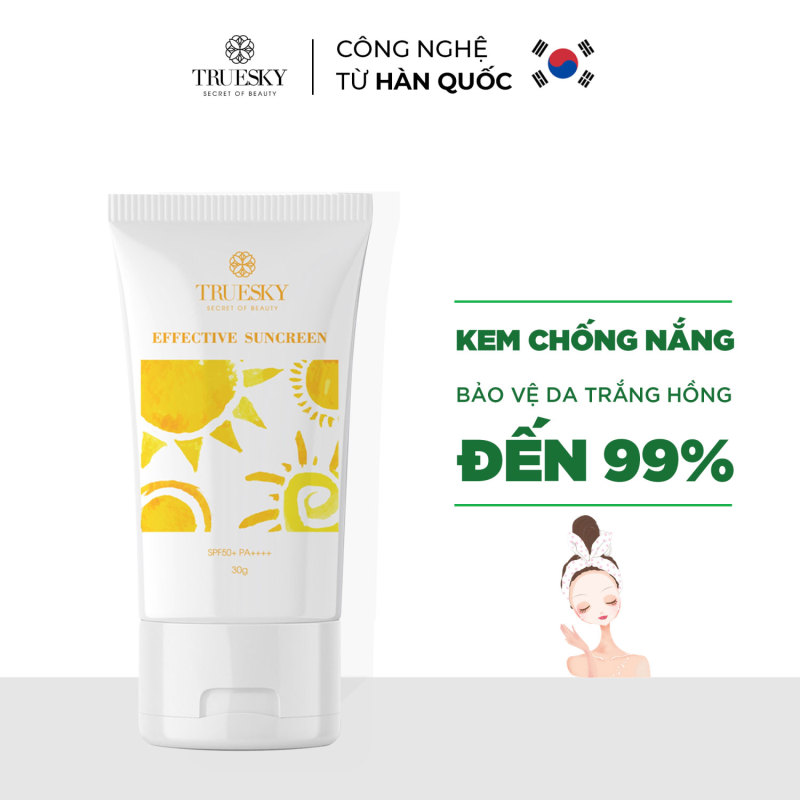 Kem chống nắng Truesky giúp chống nắng và bảo vệ da mặt suốt cả ngày SPF 50+ PA+++ Effective Suncreen 30ml