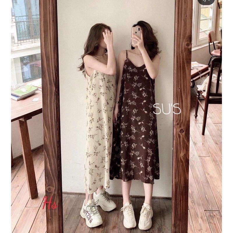 [FREESHIP + HOÀN TIỀN 50K] 🦋 Váy Nữ Hoa Chất Voan Dáng Dài 2 Màu 🦋