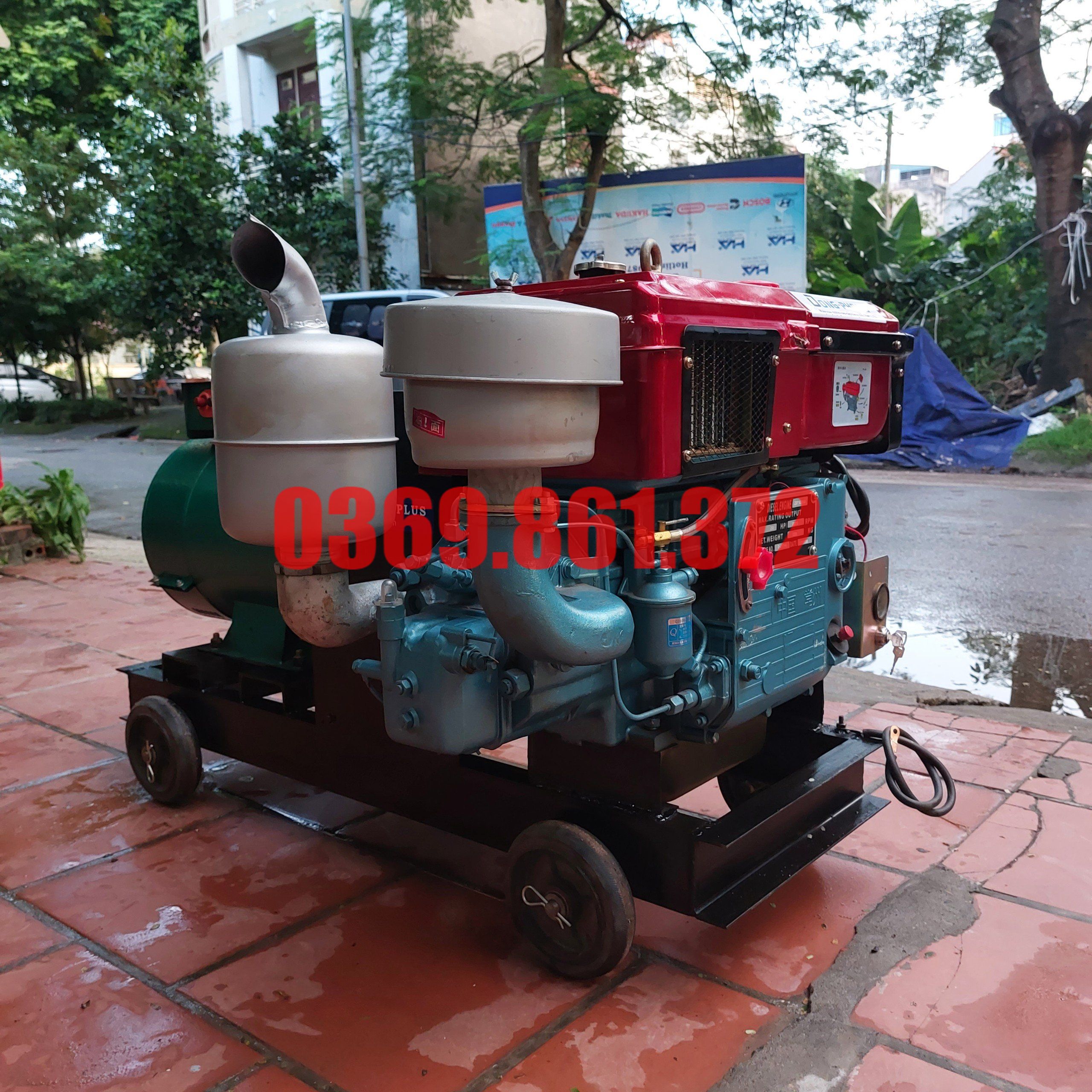 Máy Phát Điện Đầu Nổ 24HP 15KW 3 Pha (D24 Gió Đề)