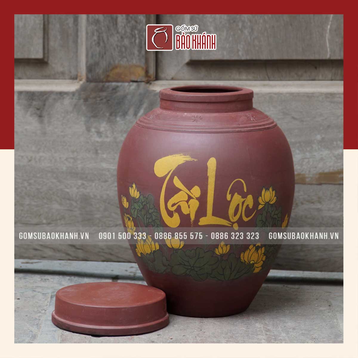 Chum sành không tráng men 5 lít Bát Tràng
