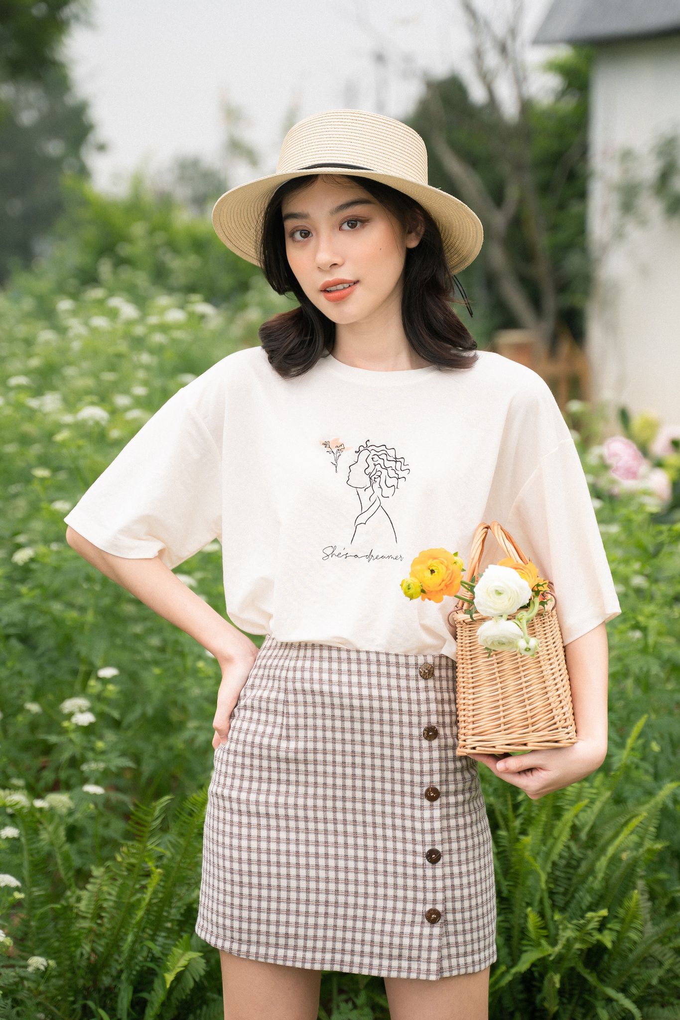 Chân Váy Kẻ Cúc Gỗ[Madelen]