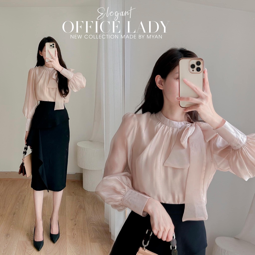Chân Váy Bút Chì MYAN Thiết Kế Zuýp Phối Bèo Rủ Lưng Cao Xẻ Sau Thời Trang Công Sở Hàn Quốc Màu Đen Vvn042307