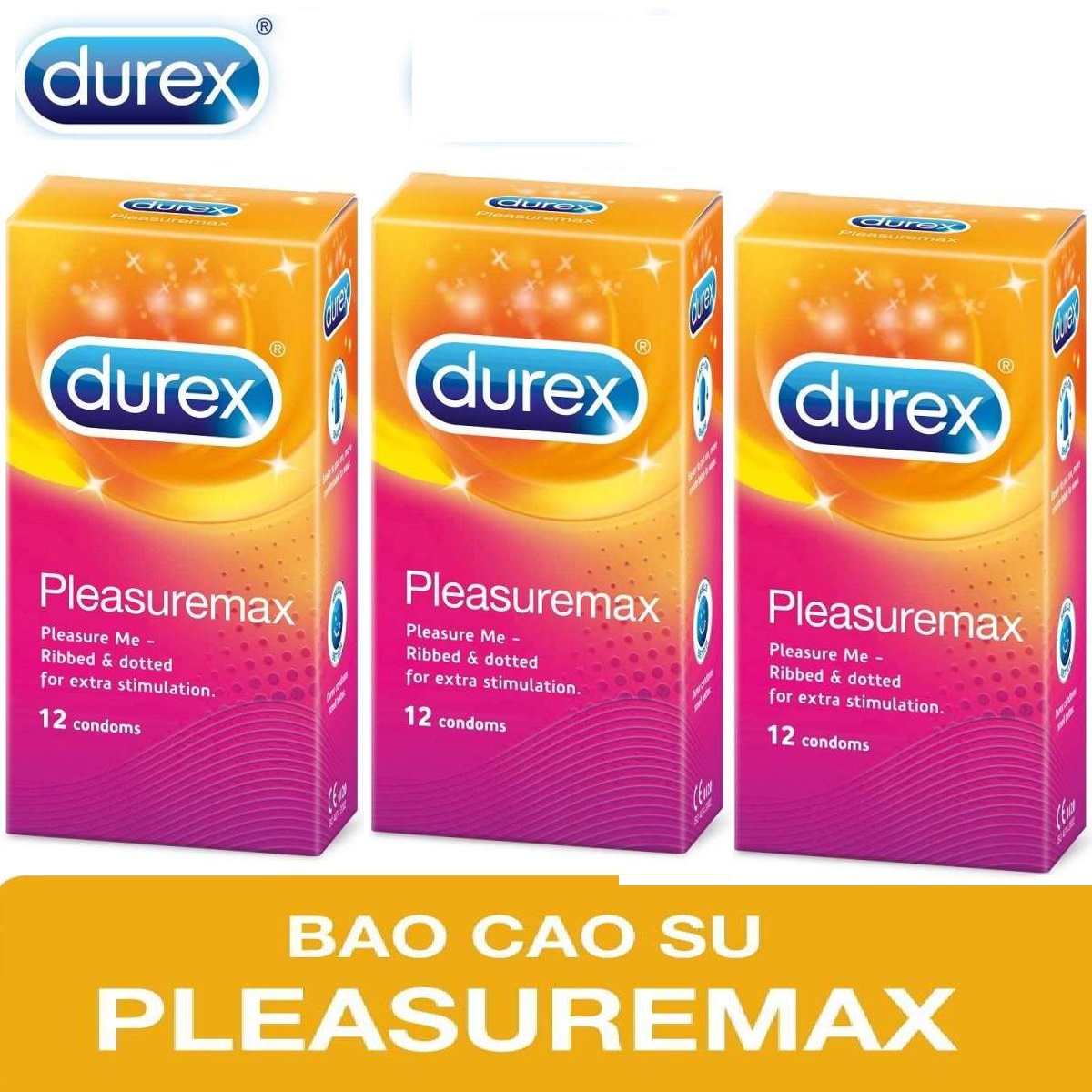 Combo 3 hop Bao cao su Durex Pleasuremax gân gai 36 bao