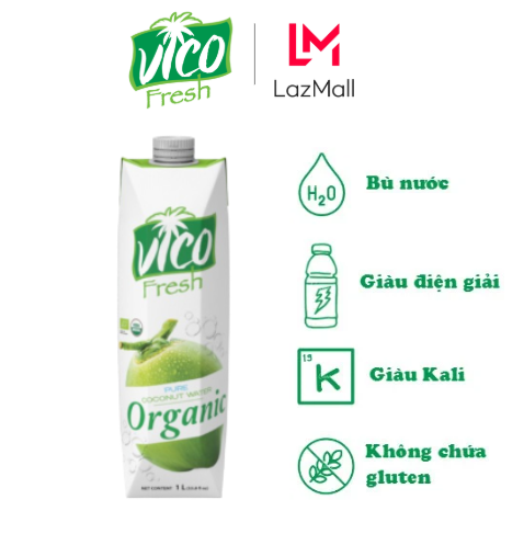 THÙNG 2 HỘP NƯỚC DỪA VICO FRESH ORGANIC 1L