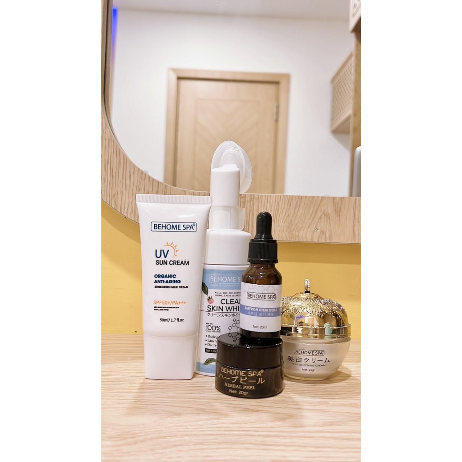 Combo phục hồi da Behome Spa (peel da sinh học+ kem dưỡng da mặt+ tinh chất tái tạo da)