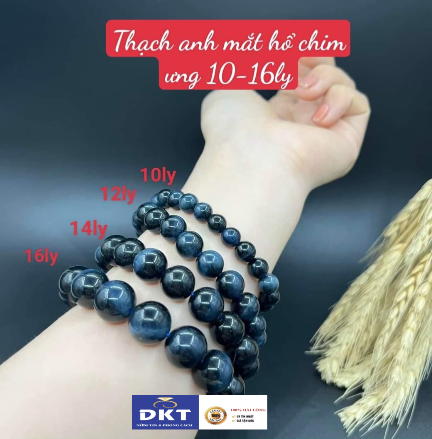 Vòng tay chuỗi đá phong thủy mắt hổ chim ưng DKT SILVER -nhiều cỡ ly