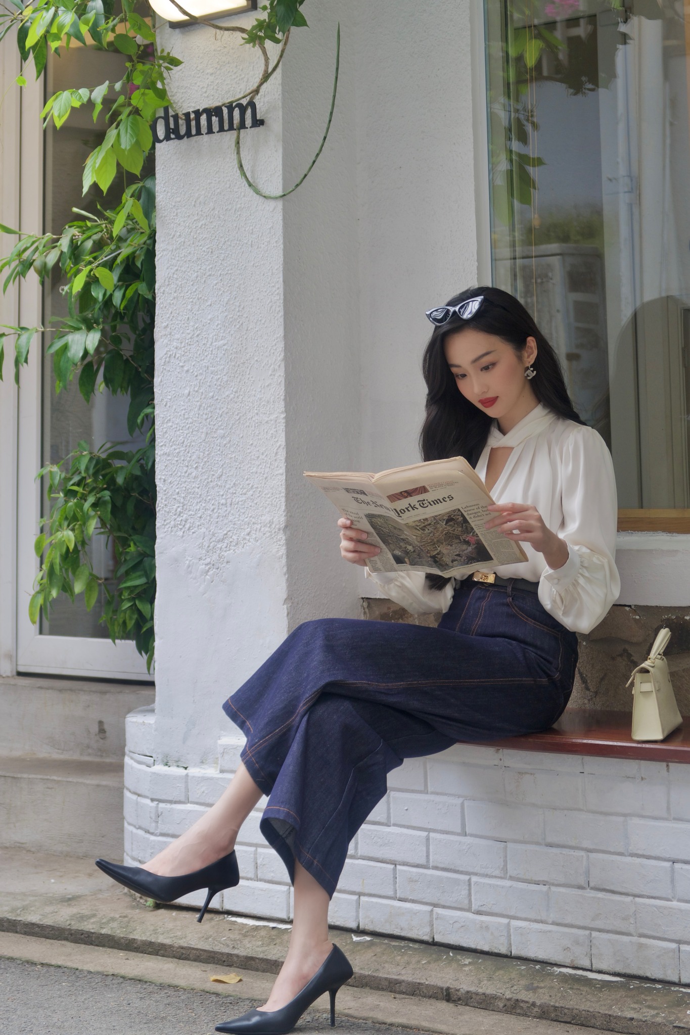 Áo sơ mi lụa cổ V HUONG BOUTIQUE BSSM23