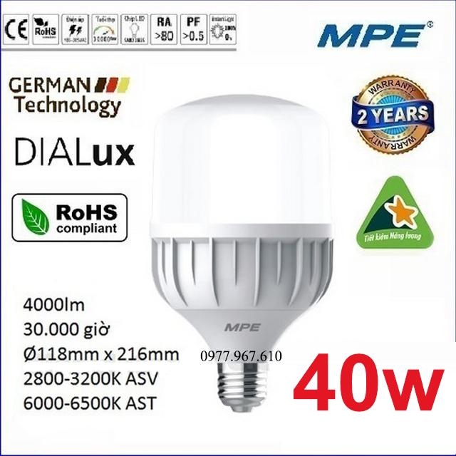 Bóng led bulb 40W cao cấp MPE ( tiêu chuẩn Châu Âu )